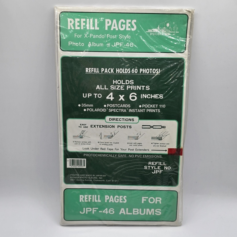 Pioneer Photo Album Refill Packs for JPF-46 Albums, Holds 60 Photos, New